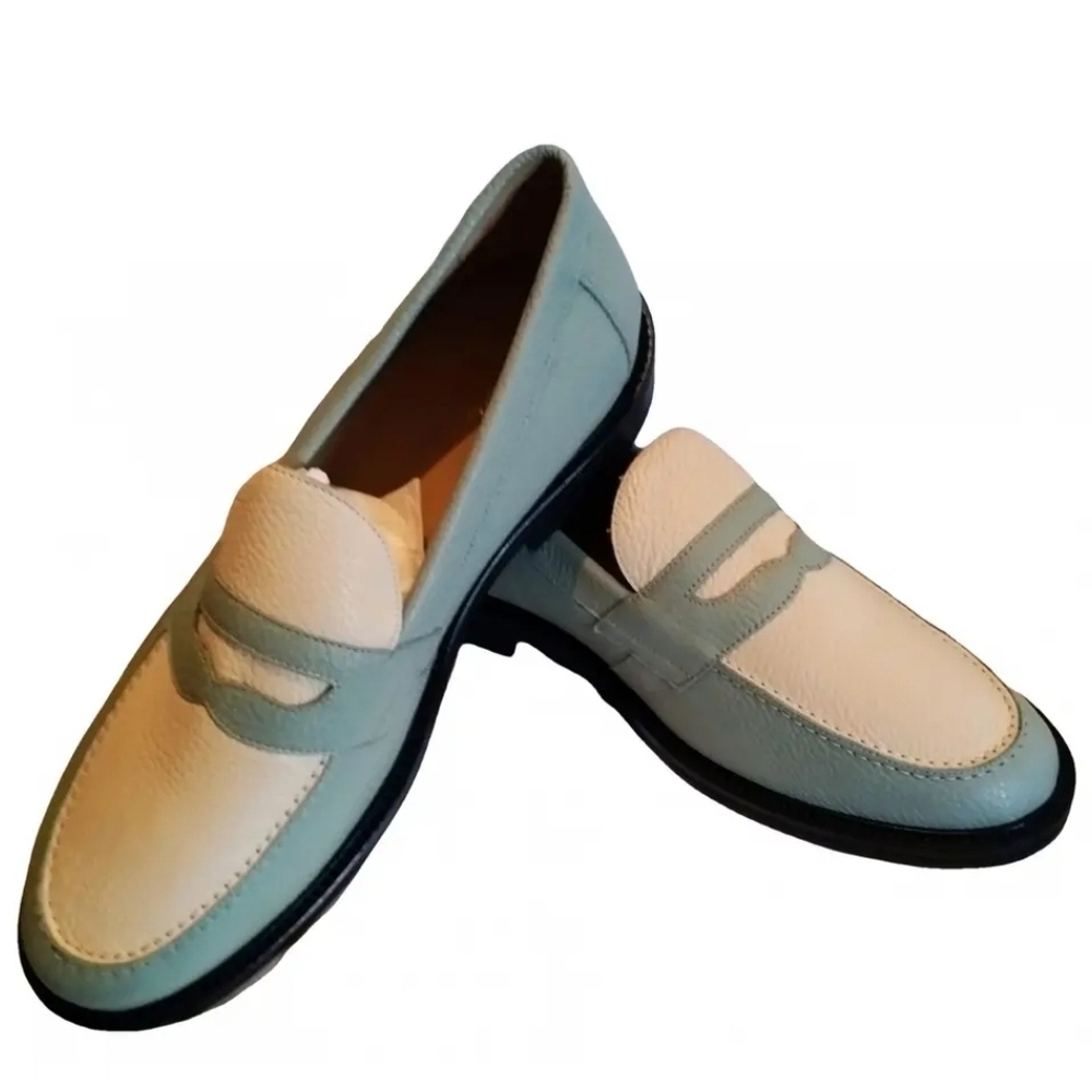 Aime Leon Dore Blue and Cream Loafers